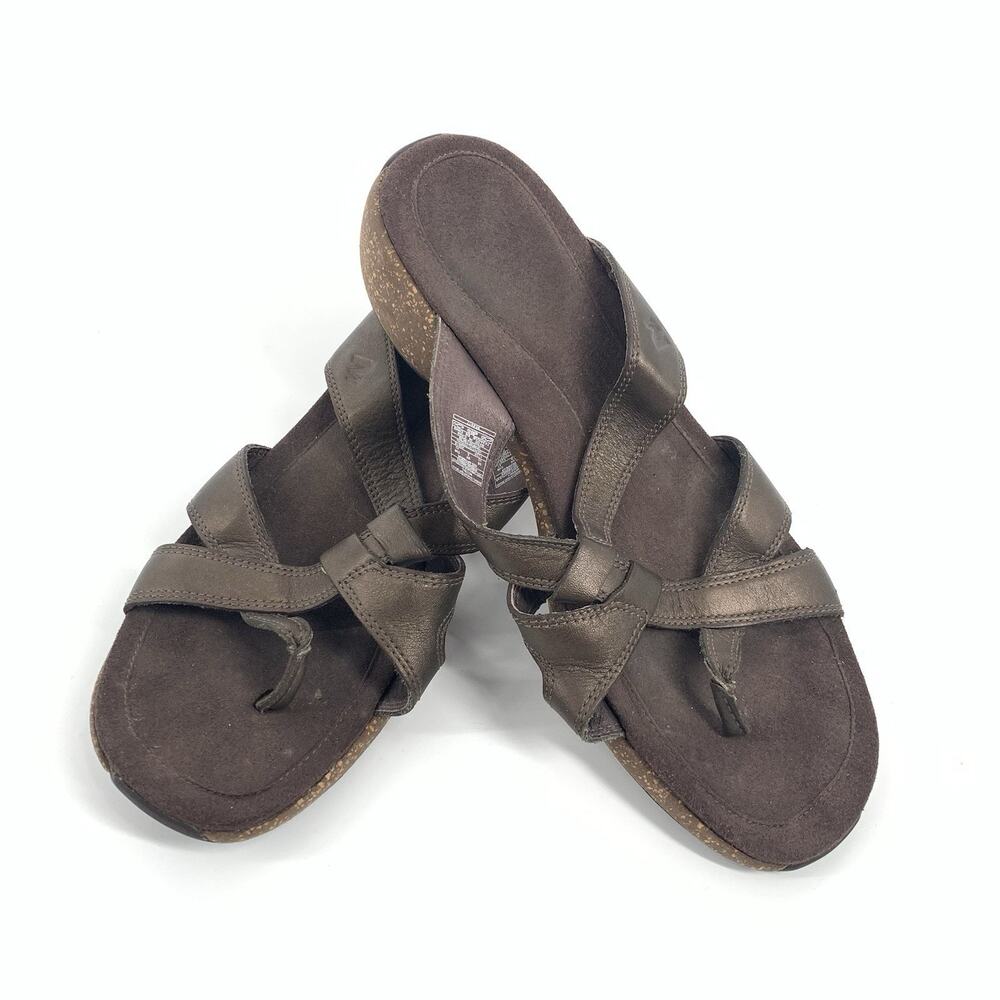 Merrell Pesaro Sundial Cross Strappy Leather Comfort Sandals 10 Brown Bronze